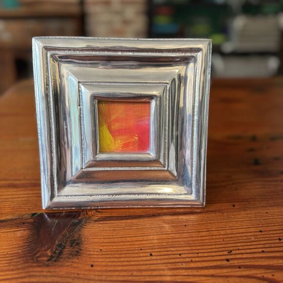 Beautiful Mexican Pewter Frame A Work Of Art To Showcase Your Art Opening 2”x2” - Picture 3 of 14